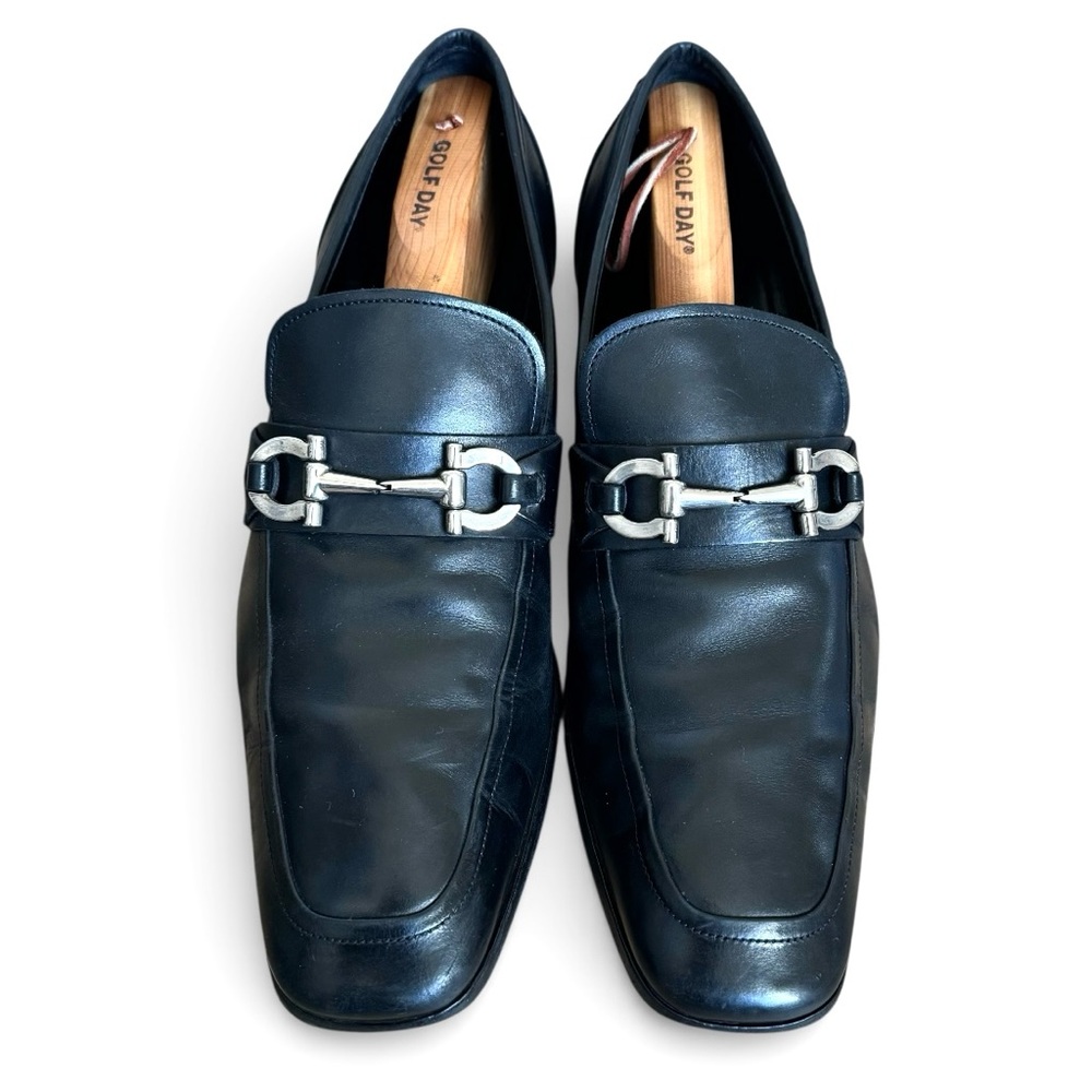 Salvatore Ferragamo Horsebit Loafers Black Leather Mens
